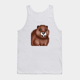 Cute Beaver Drawing Tank Top